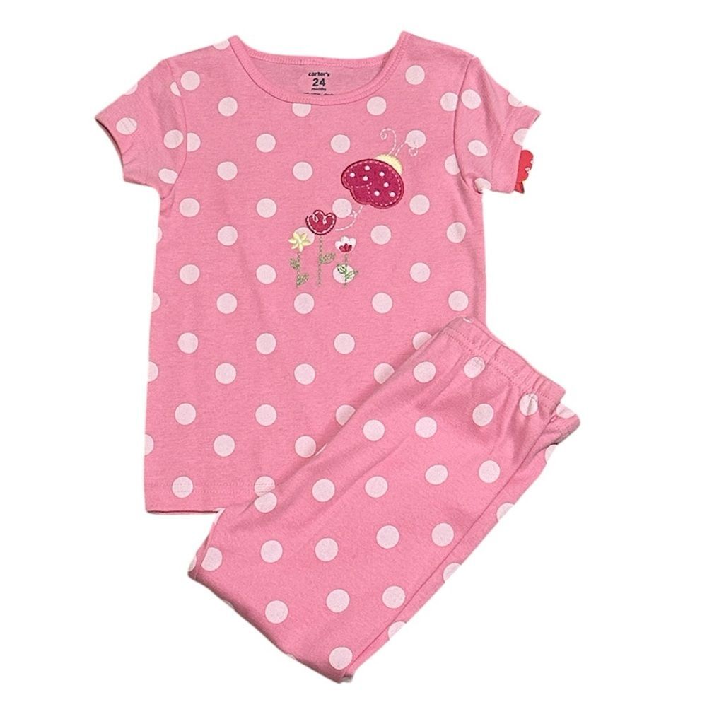 Carters Girls Cotton Snug Fit Pajama Set NEW Polka Dots Short Sleeve Pants 24M